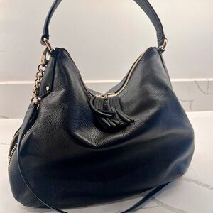Henri Bendel Debutante Hobo Shoulder Bag Black Leather